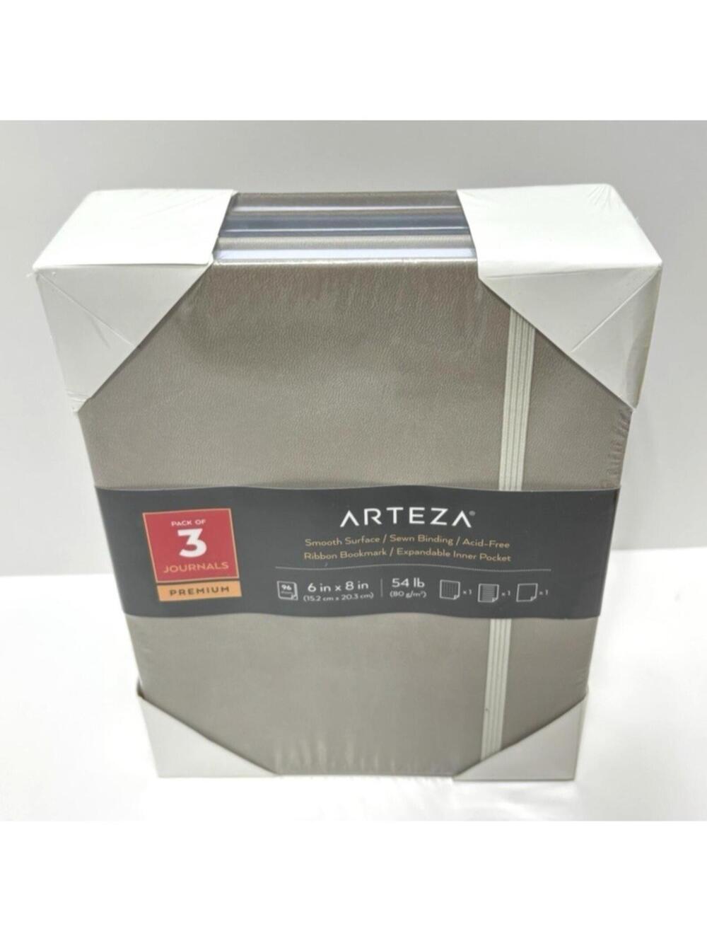 Arteza Set of 3 Premium 6x8 Journals Smooth Acid Free Paper Sewn Pocket New